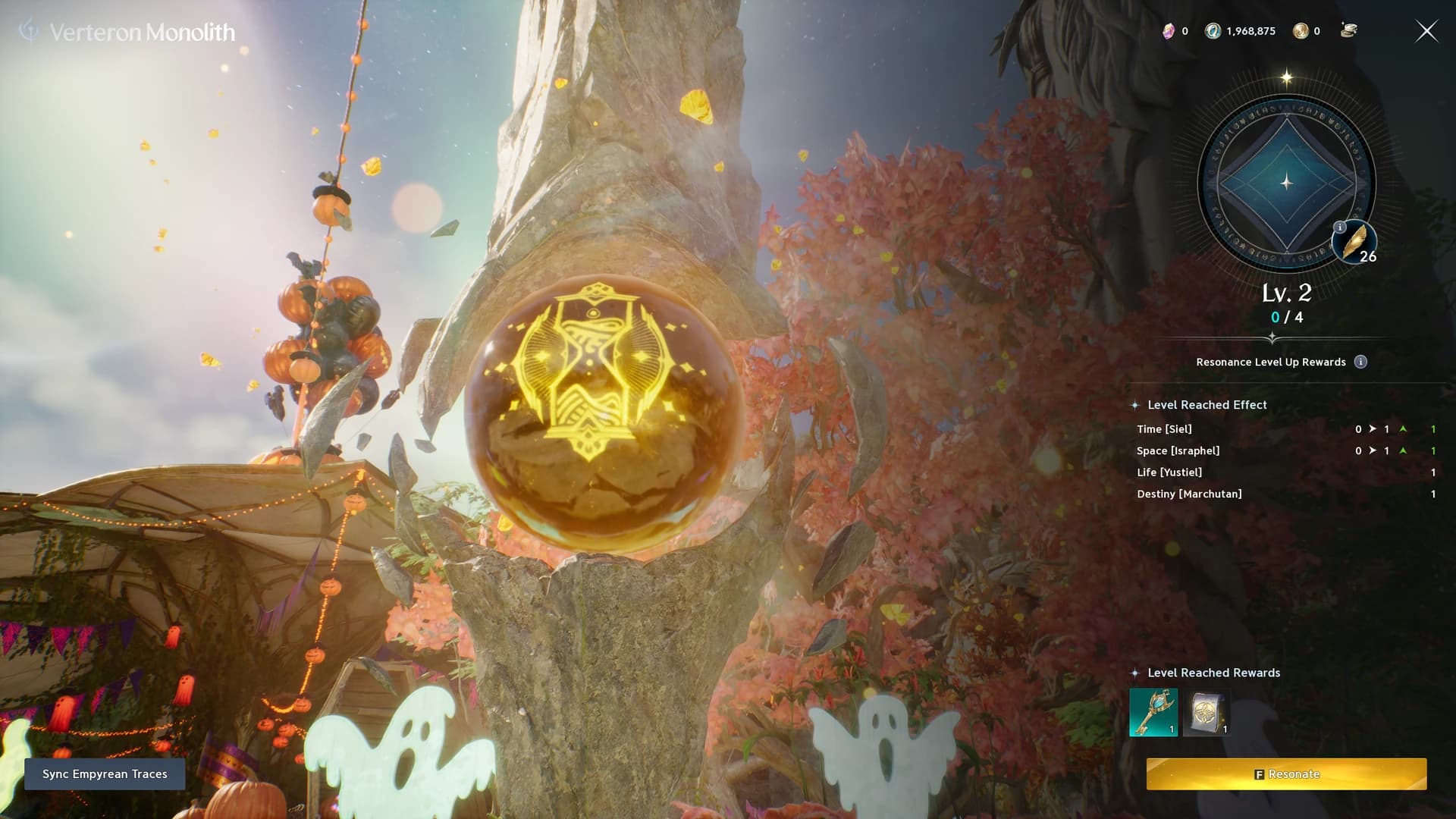 Monolith window with the Sync Empyrean Traces button bottom left