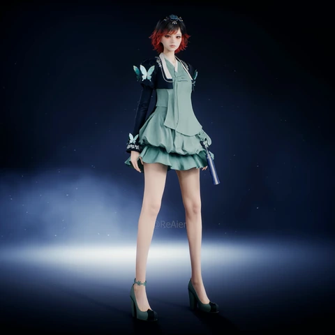 Celadon Moon Hanbok, front view