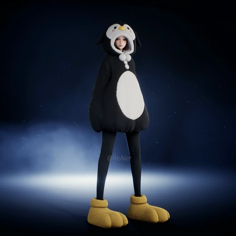 Puffy Penguin Hoodie, front view